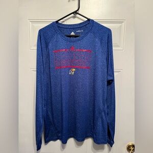 Adidas Men's Kansas Jayhawks Blue Basketball Long Sleeve Shirt.  Size L